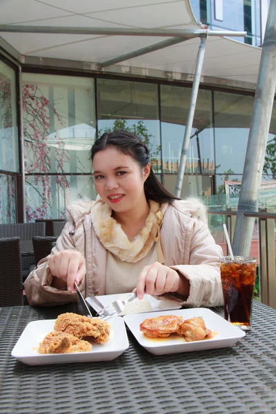 Comer frango — Fotografia de Stock