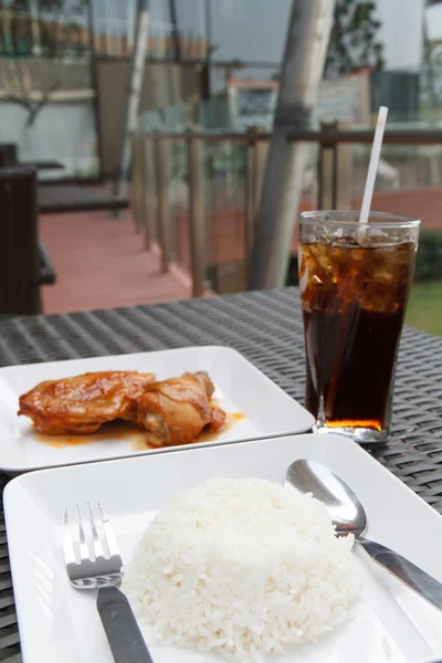 Frango e arroz — Fotografia de Stock