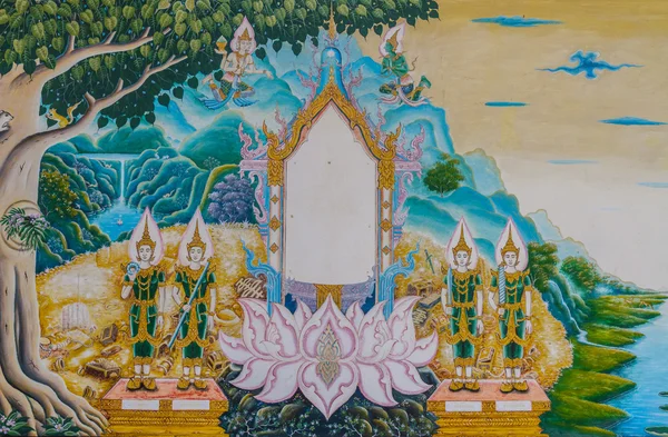Painting wall temple — Stock Photo, Image