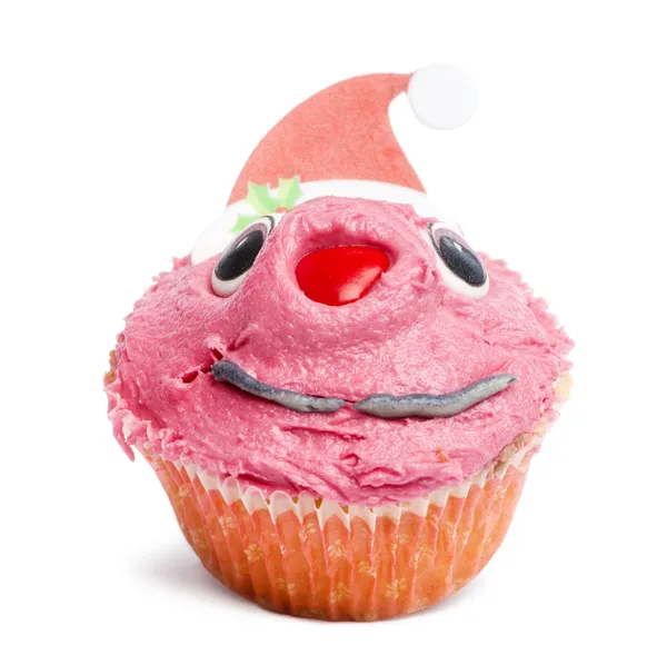 Christmas cupcake on white background in front of white background — Stock Photo, Image