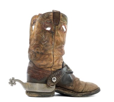 Side view of a Cowboy boot with spur, isolated on white clipart
