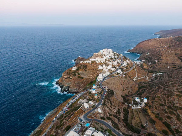 Letecký Pohled Kastro Ostrov Sifnos Léto — Stock fotografie