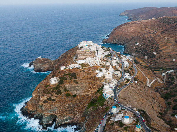 Aerial view on Kastro, Sifnos greek island, summer