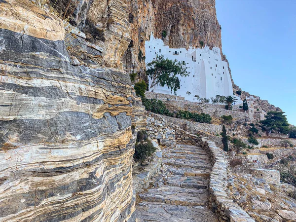 Monastério Ortodoxo Panagia Hozoviotissa Ilha Amorgos Grécia Cíclades — Fotografia de Stock