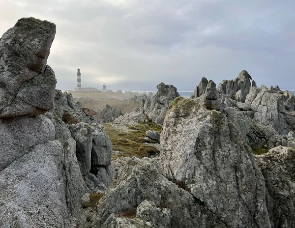 Ushan Landschaft Mit Creach Leuchtturm Hintergrund Bretagne Frankreich — Stockfoto