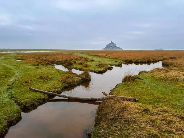 Landschap Met Mont Saint Michel Unesco Werelderfgoed Frankrijk Europa — Stockfoto