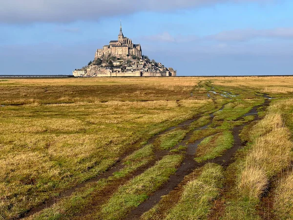 Salt Marsh Mont Saint Michel Landscape Norandy Unesco World Heritage — стокове фото