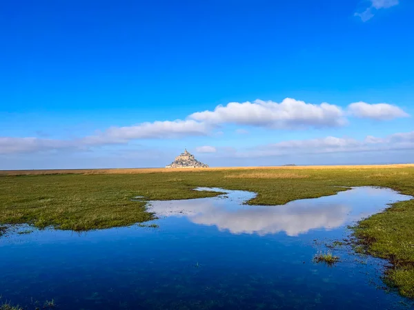 Salt Marsh Mont Saint Michel Landskapet Normandie Unescos Verdensarvsted Frankrike – stockfoto