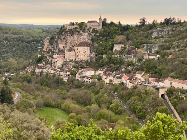 Krásná Vesnice Rocamadour Departementu Lot Jihozápadní Francie Jeho Svatyně Panny — Stock fotografie