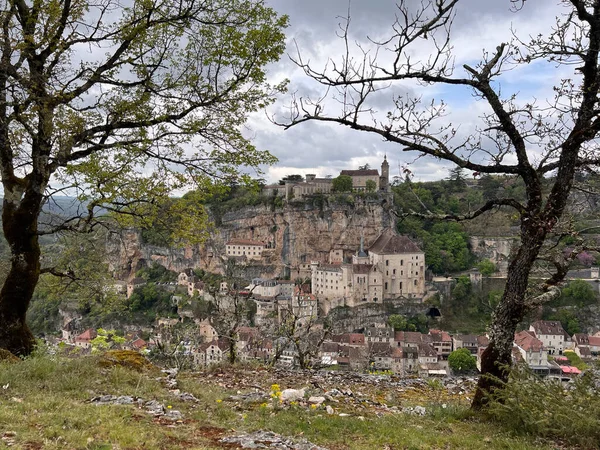 Krásná Vesnice Rocamadour Departementu Lot Jihozápadní Francie Jeho Svatyně Panny — Stock fotografie