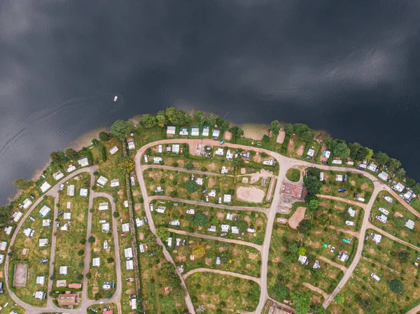 Aerial View Longemer Lake Camping Resort Next Lake Water Voges — Stock Photo, Image