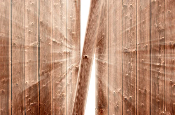 Gap in wooden fence and the emerging light — Stock Photo, Image