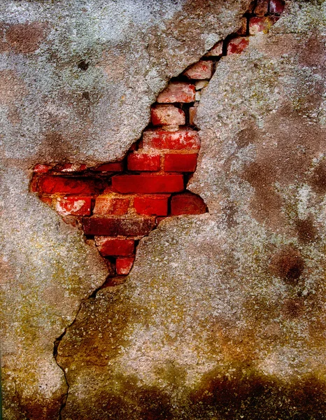 Old damaged plaster on brick wall — Stock Photo, Image