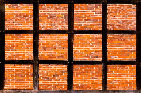 Brick wall of half timbered house — Stock Photo, Image