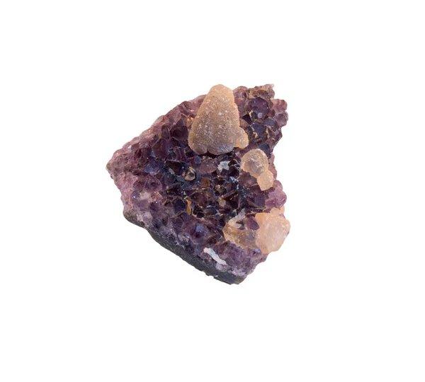 Zestaw ametyst kryształów w kamieniu — Zdjęcie stockowe
