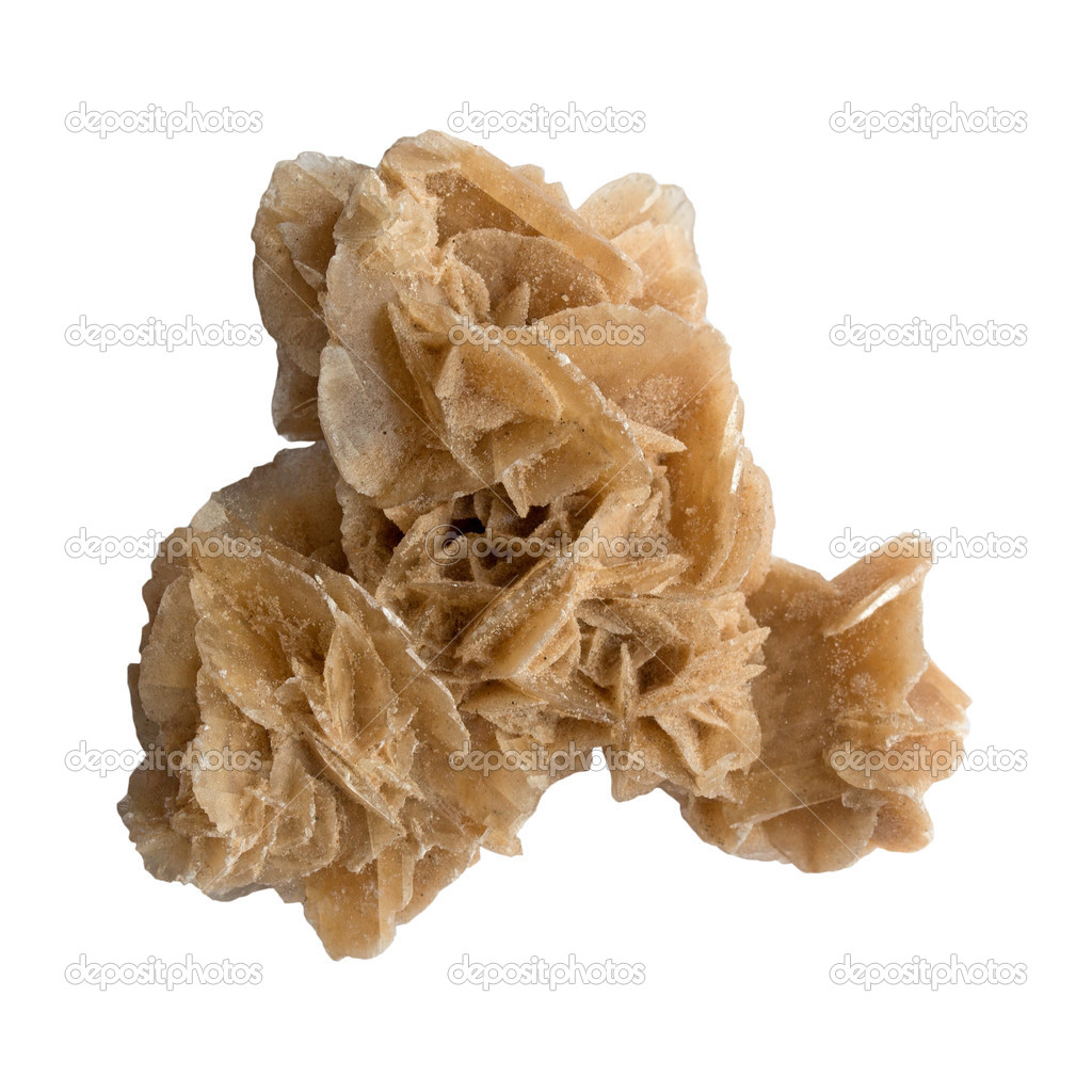 Brown crystal desert rose on a white background