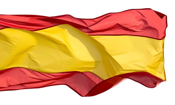 Bandera de España en el viento sobre fondo blanco —  Fotos de Stock