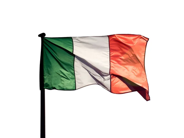 Italiaanse vlag in het zonlicht op een witte achtergrond — Stockfoto