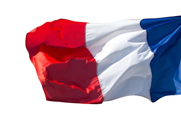 Frankreich Flagge im Wind auf weißem Hintergrund — Stockfoto