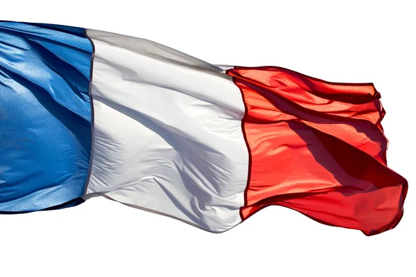 Bandiera francese nel vento su sfondo bianco — Foto Stock