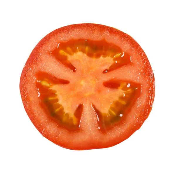 Fatia de tomate em um fundo branco — Fotografia de Stock