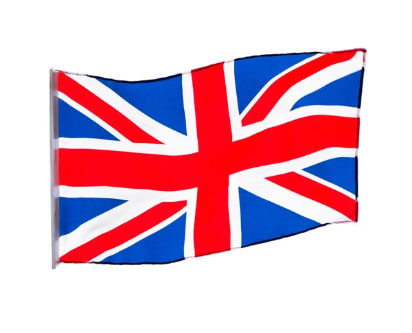 Rüzgar beyaz zemin üzerine İngiliz bayrağı — Stok fotoğraf