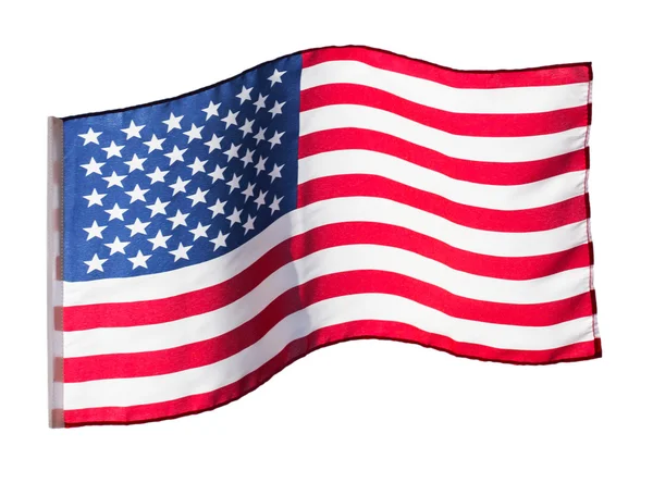 Flag of America in the wind on a white background — Stock Photo, Image