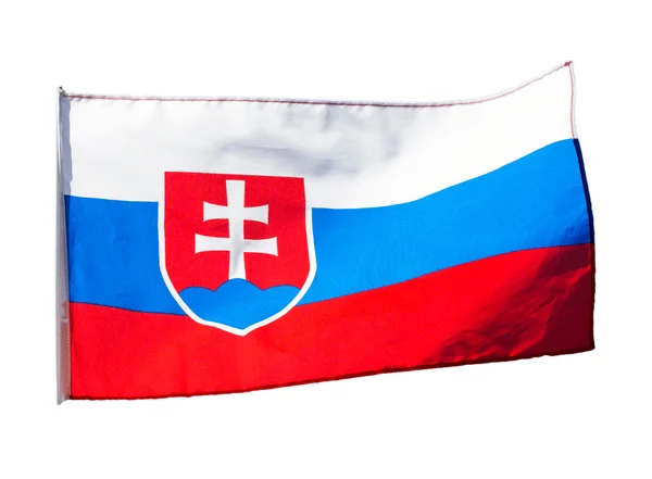 Slovakia flag in wind on a white background — Zdjęcie stockowe