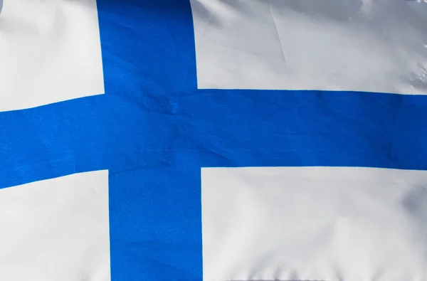 Drapeau finlandais dans le vent — Photo