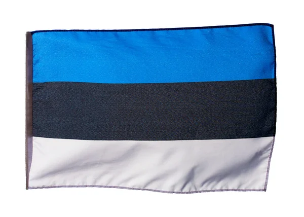 Estońska flaga na wietrze na białym tle — Zdjęcie stockowe