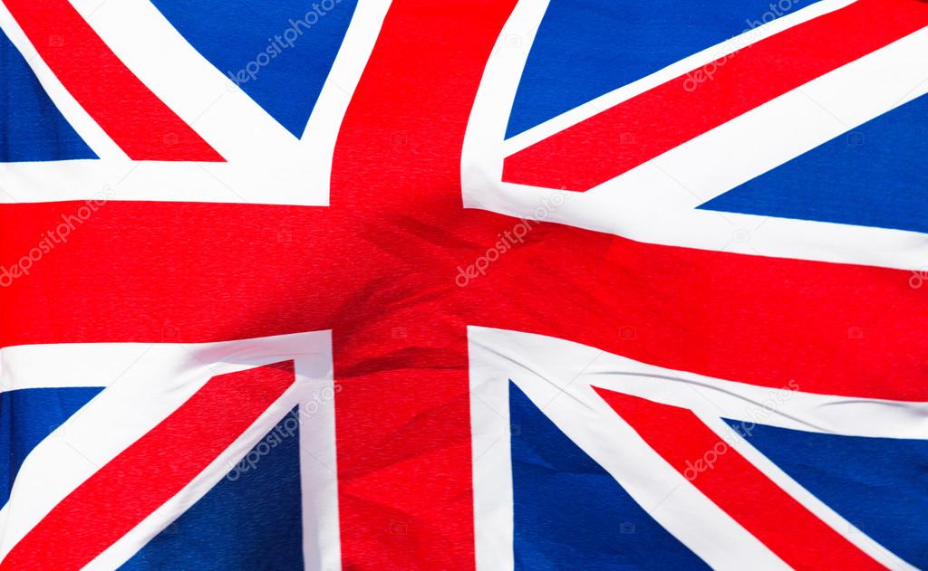 English flag in wind close up