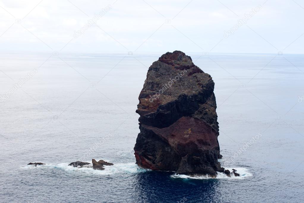 Rock in the sea on the island of Madeira