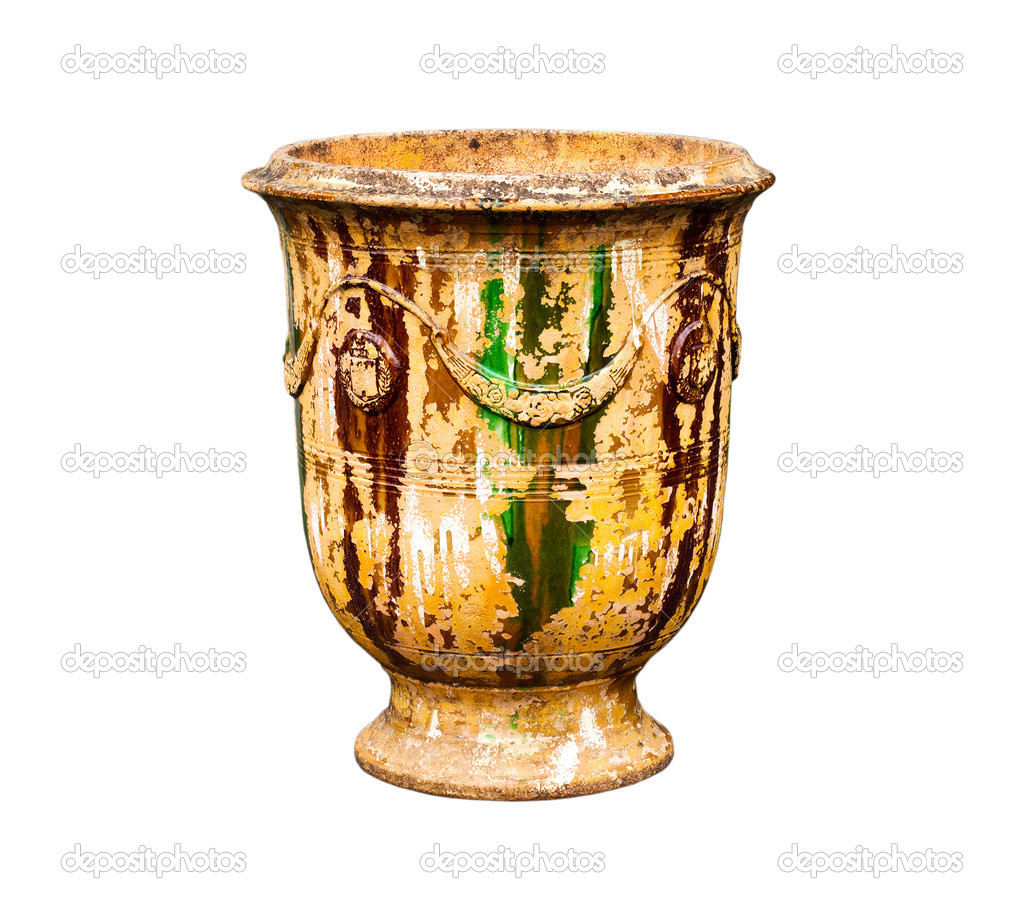 old urn vase on a white background