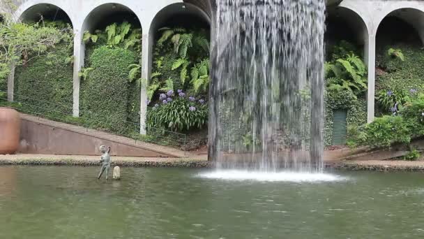 Cachoeira em um jardim tropical — Vídeo de Stock