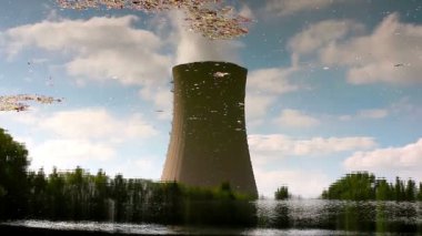 nükleer santral gölet su yansıma