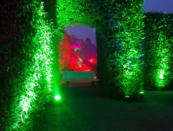 Light show in night park in Bad Pyrmont — Stock Photo, Image