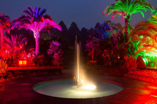 Light show in a night park in Bad Pyrmont — Stock Photo, Image