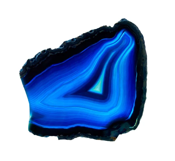 Slice of blue agate crystal on white background — Stock Photo, Image