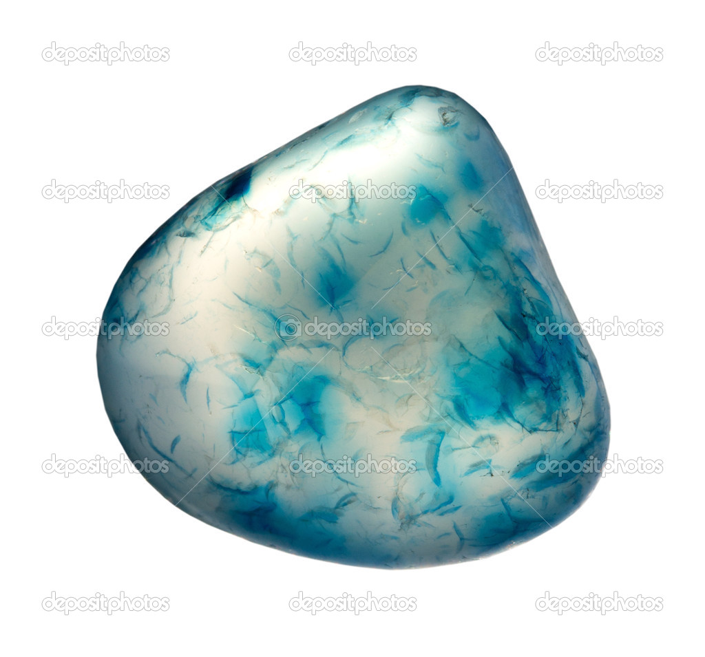 The aquamarine stone on a white background