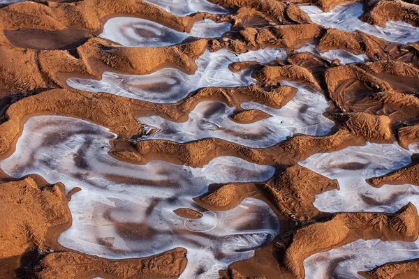 Fondo congelado y helado del río —  Fotos de Stock