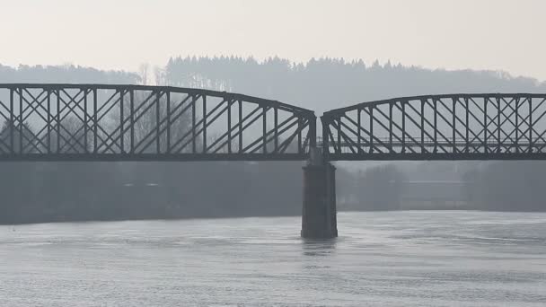 Puente ferroviario sobre el río — Vídeo de stock