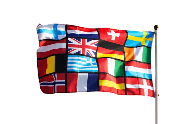 Панъевропейский флаг на белом фоне — стоковое фото