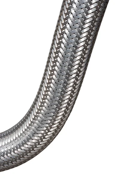 The braided metal cable on a white — Stock Photo, Image