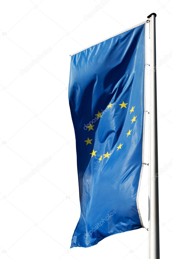 The flag of the European Union against sky