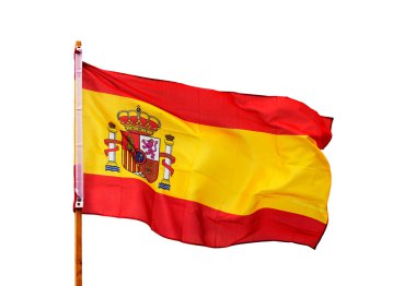 Beyaz arka plan üzerinde izole Rüzgar İspanyol bayrağı