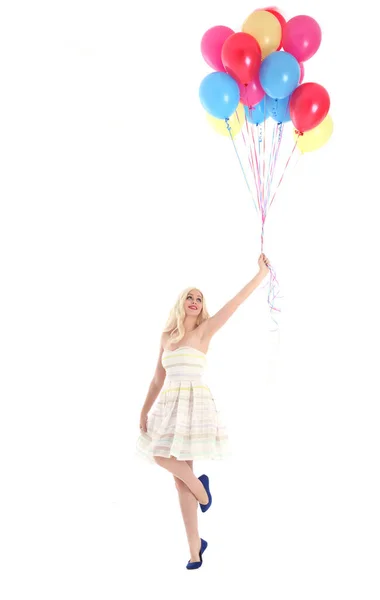 의상을 풍선을 소녀의 스튜디오 배경에서 — 스톡 사진