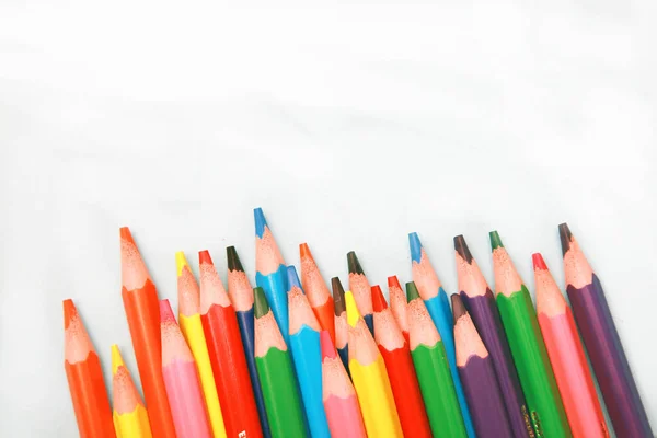 Close Foto Van Een Verscheidenheid Aan Houten Potloden Kunstacademie Benodigdheden — Stockfoto