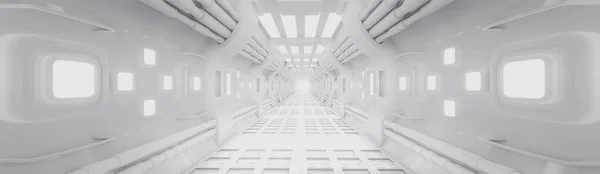 Modern Futuristic Sci Space Station Metal Floor Light Panel White — Stock Photo, Image