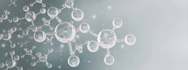 Biotechnologie Naturwissenschaftliches Analysekonzept Transparente Atom Und Molekülwasserstruktur Blauer Hintergrund Aus — Stockfoto