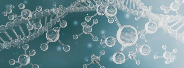 Concetto Analisi Scientifica Biotecnologica Atomo Molecola Trasparenti Con Struttura Dell — Foto Stock